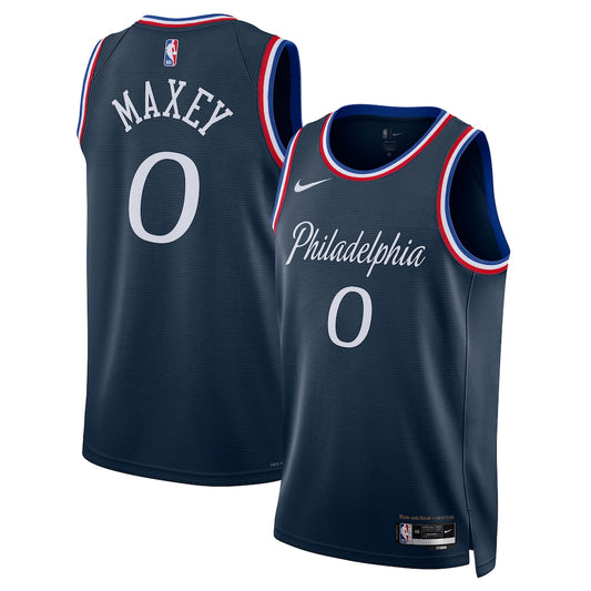 Philadelphia 76ers Tyrese Maxey 2025-26 City Edition Swingman Navy Jersey product image