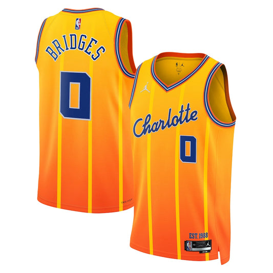 Charlotte Hornets Miles Bridges 2025-26 City Edition Swingman Gold Jersey product image