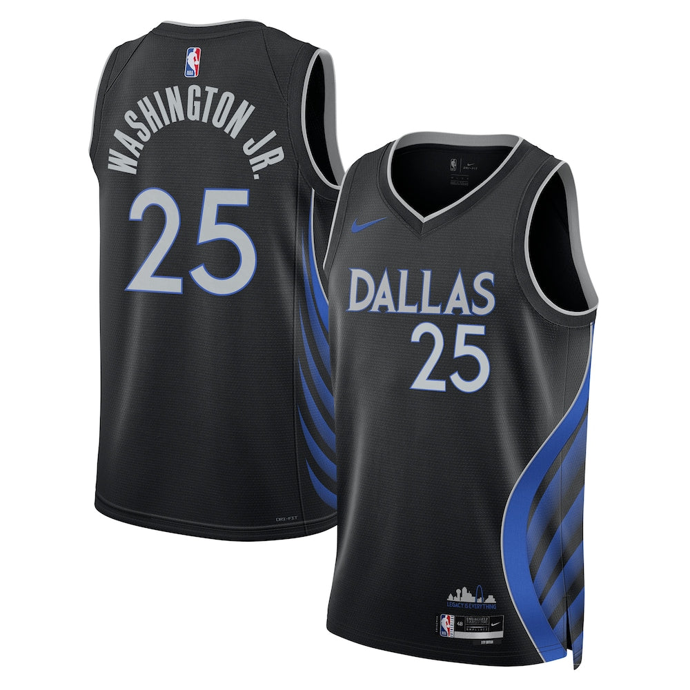 Dallas Mavericks 2025 26 City Edition Swingman Jersey Black Pj Washington Jr retro stitched fan jersey RTJ12982 image 1