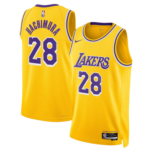 Los Angeles Lakers Icon Edition Swingman Jersey Gold Rui Hachimura retro stitched fan jersey RTJ12958 image 1