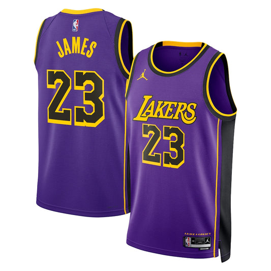 Los Angeles Lakers Jordan Statement Edition Swingman Jersey Purple Lebron James retro stitched fan jersey RTJ12923