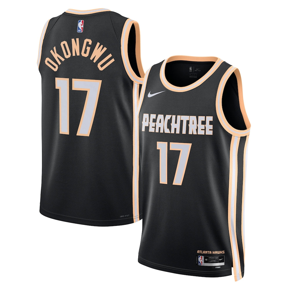 Atlanta Hawks 2025 26 City Edition Swingman Jersey Black Onyeka Okongwu retro stitched fan jersey RTJ12927 image 1