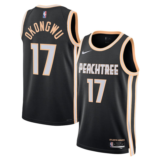 Atlanta Hawks 2025 26 City Edition Swingman Jersey Black Onyeka Okongwu retro stitched fan jersey RTJ12927 image 1