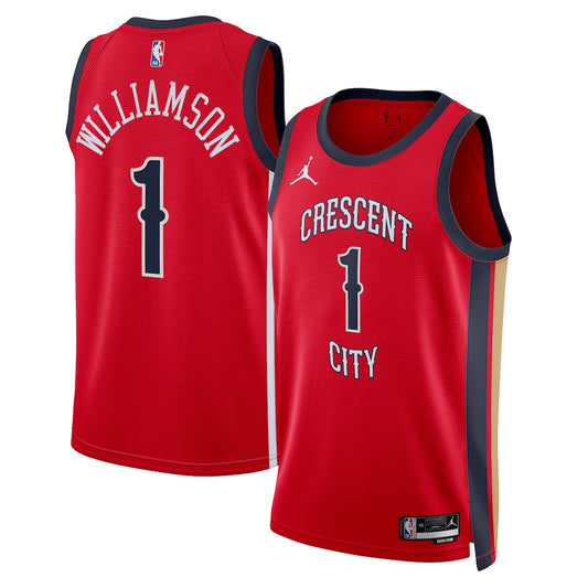 New Orleans Pelicans Jordan Brand Statement Edition Swingman Jersey Red Zion Williamson retro stitched fan jersey