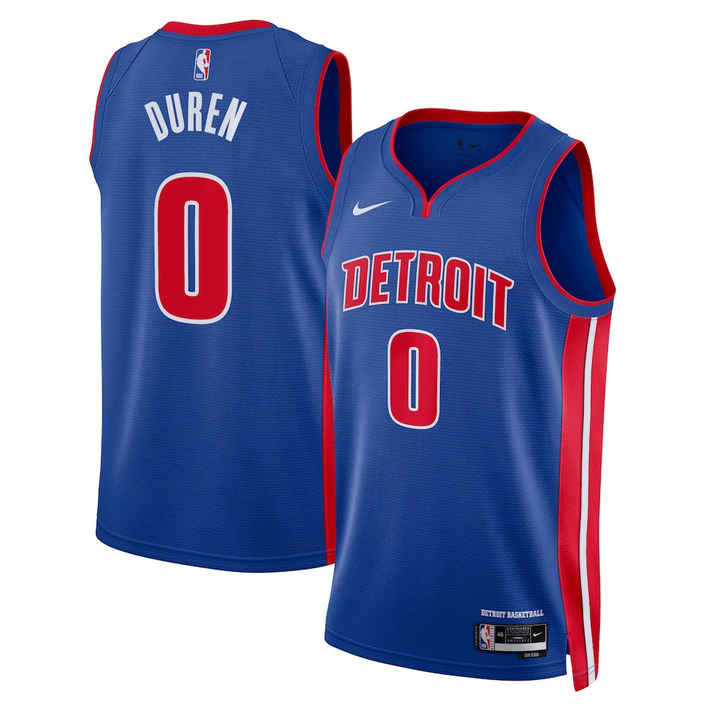 Detroit Pistons Icon Edition Swingman Jersey Blue Jalen Duren retro stitched fan jersey RTJ12913 image 1
