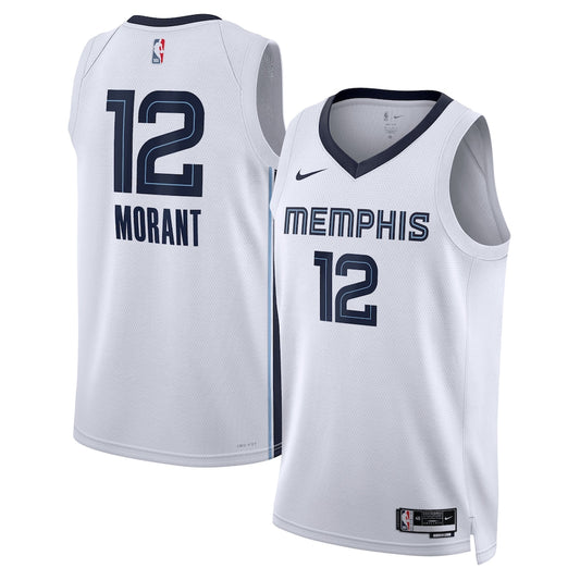 Memphis Grizzlies Association Edition Swingman Jersey White Ja Morant retro stitched fan jersey RTJ12891 image 1