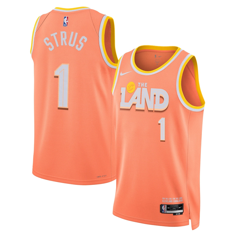 Cleveland Cavaliers 2025 26 City Edition Swingman Jersey Orange Max Strus retro stitched fan jersey RTJ12869 image 1