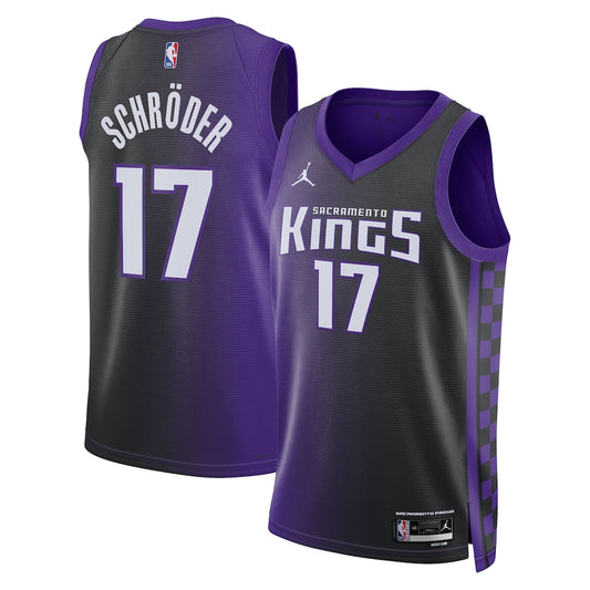 Sacramento Kings Jordan Brand Statement Edition Swingman Jersey Purple Dennis Schrder retro stitched fan jersey