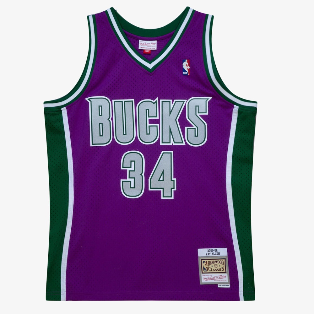 Milwaukee Bucks M&N Swingman Jersey Ray Allen 2001 02 retro stitched fan jersey RTJ12874 image 1