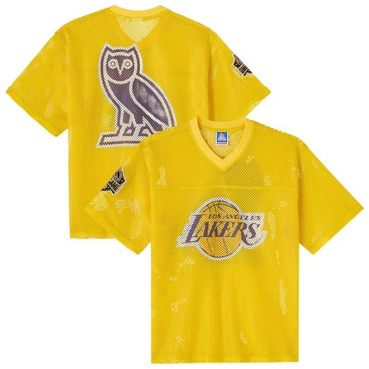 Los Angeles Lakers X Ovo Mesh Football Jersey retro stitched fan jersey RTJ12877 image 1