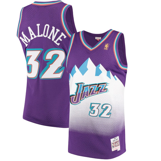 M&N Karl Malone Purple Utah Jazz 1996 97 Hardwood Classics Swingman Jersey retro stitched fan jersey RTJ12858 image 1