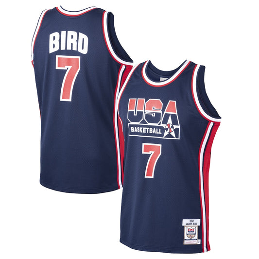 M&N Larry Bird Navy USA Basketball Home 1992 Dream Team Jersey retro stitched fan jersey RTJ12851 image 1