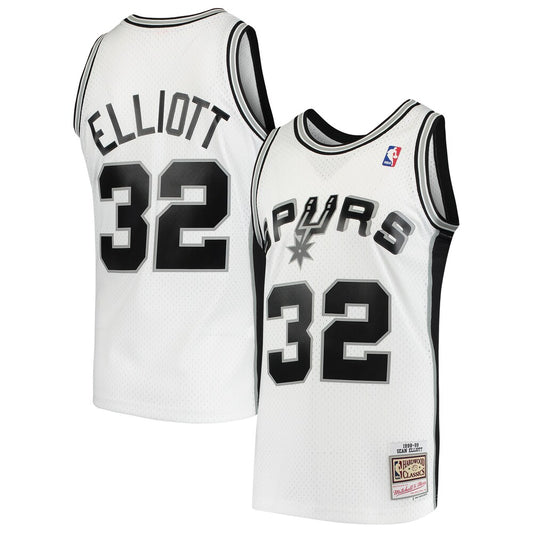 M&N Sean Elliott White San Antonio Spurs 1998 99 Hardwood Classics Swingman Jersey retro stitched fan jersey RTJ12836