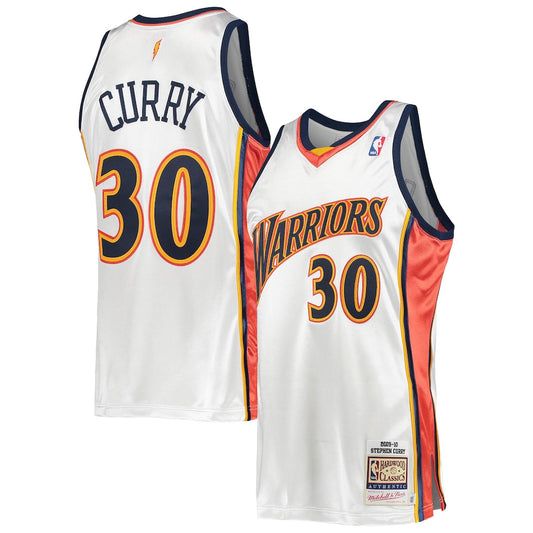M&N Stephen Curry White Golden State Warriors 200910 Hardwood Classics Jersey retro stitched fan jersey RTJ12831 image