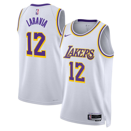 Los Angeles Lakers Association Edition Swingman Jersey White Jake Laravia retro stitched fan jersey RTJ12817 image 1