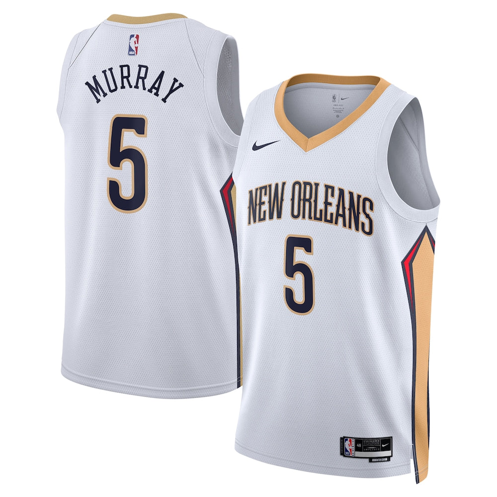 New Orleans Pelicans Association Edition Swingman Jersey White Dejounte Murray retro stitched fan jersey RTJ12808