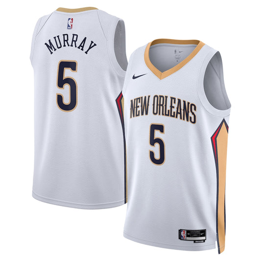 New Orleans Pelicans Association Edition Swingman Jersey White Dejounte Murray retro stitched fan jersey RTJ12808