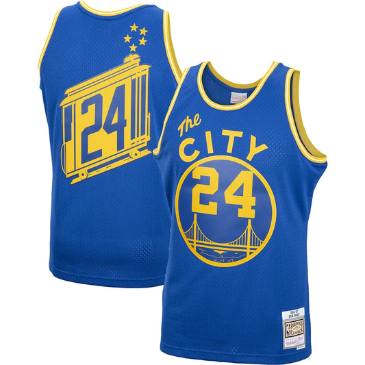 M&N Rick Barry Royal Golden State Warriors 196667 Hardwood Classics Swingman Jersey retro stitched fan jersey RTJ12794