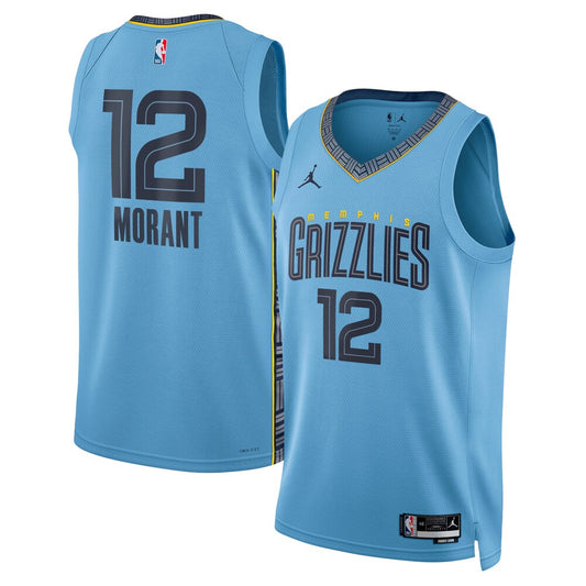 Memphis Grizzlies Jordan Statement Edition Swingman Jersey Light Blue Ja Morant retro stitched fan jersey RTJ12801