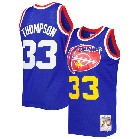 M&N David Thompson Royal Royal Hardwood Classics 197576 Swingman Jersey retro stitched fan jersey RTJ12795 image 1