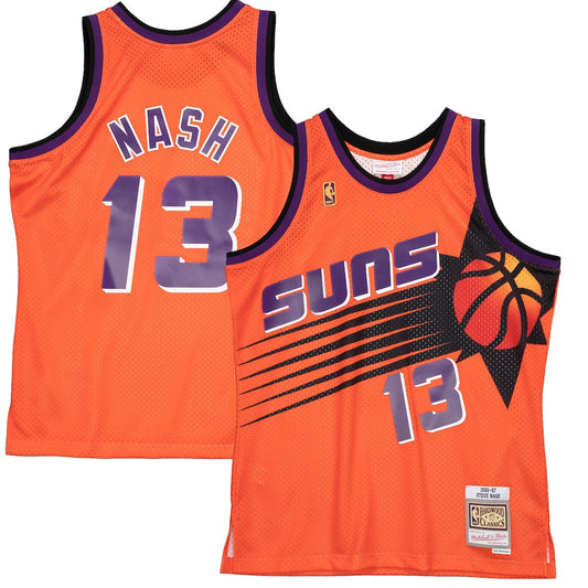 M&N Steve Nash Orange Phoenix Suns 1996 97 Hardwood Classics Reload 20 Swingman Jersey retro stitched fan jersey
