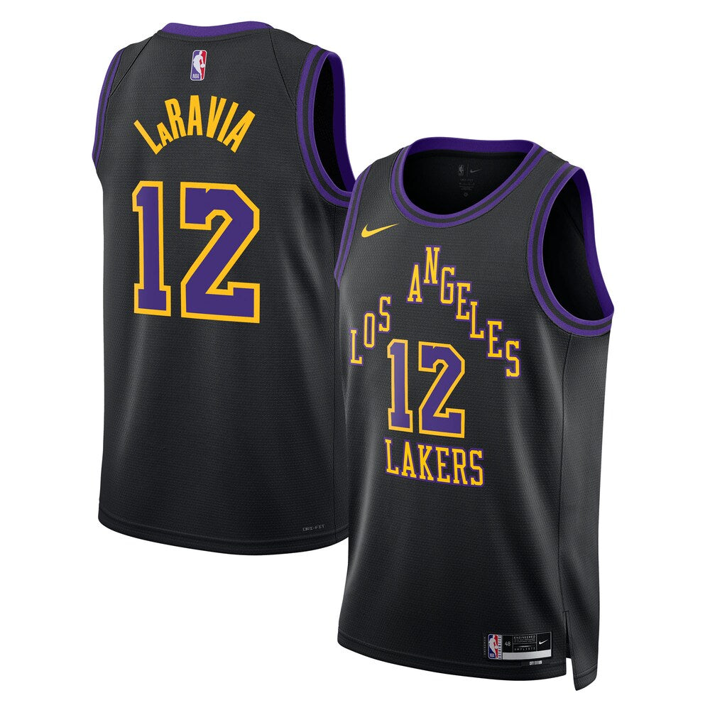 Los Angeles Lakers 2025 26 City Edition Swingman Jersey Black Jake Laravia retro stitched fan jersey RTJ12770 image 1