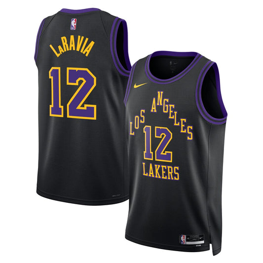 Los Angeles Lakers 2025 26 City Edition Swingman Jersey Black Jake Laravia retro stitched fan jersey RTJ12770 image 1