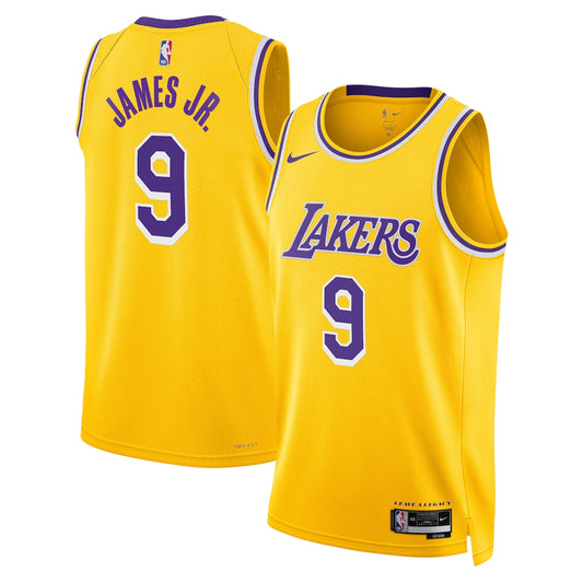 Los Angeles Lakers Icon Swingman Jersey Gold Bronny James retro stitched fan jersey RTJ12774 image 1