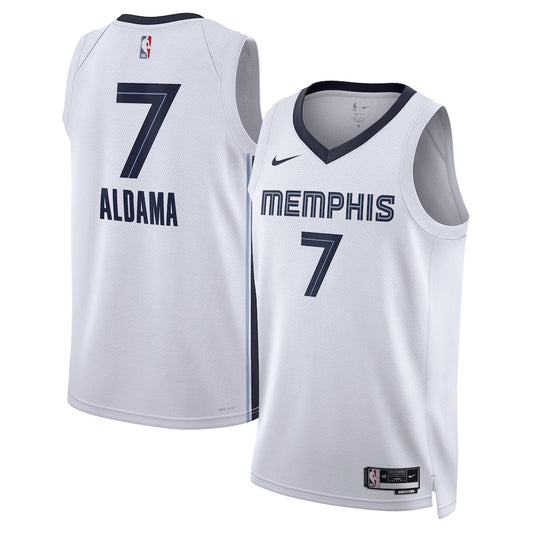 Memphis Grizzlies Association Edition Swingman Jersey White Santi Aldama retro stitched fan jersey RTJ12781 image 1