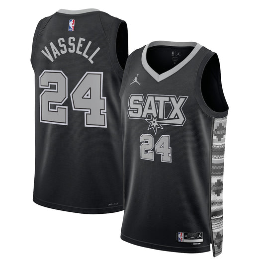 San Antonio Spurs Jordan Statement Edition Swingman Jersey Black Devin Vassell retro stitched fan jersey RTJ12755