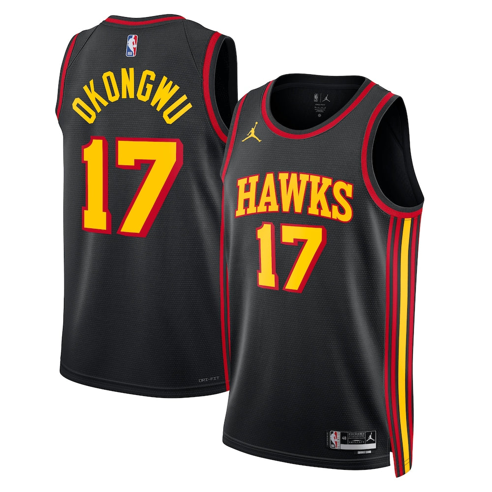 Atlanta Hawks Jordan Statement Edition Swingman Jersey Black Onyeka Okongwu retro stitched fan jersey RTJ12745 image 1