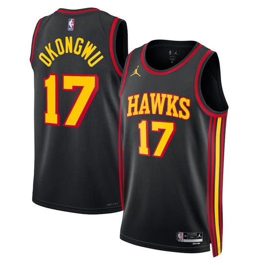 Atlanta Hawks Jordan Statement Edition Swingman Jersey Black Onyeka Okongwu retro stitched fan jersey RTJ12745 image 1