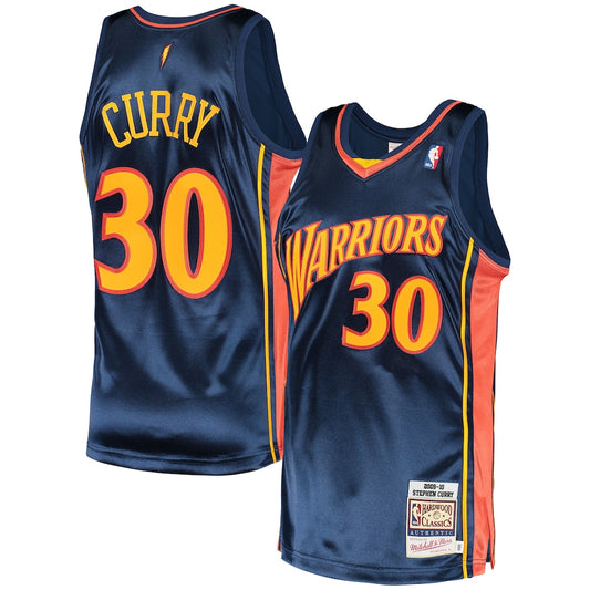 M&N Stephen Curry Navy Golden State Warriors 2009 Hardwood Classics Jersey retro stitched fan jersey RTJ12725 image 1
