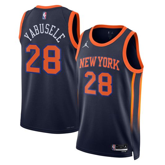 New York Knicks Jordan Brand Statement Edition Swingman Jersey Navy Guerschon Yabusele retro stitched fan jersey