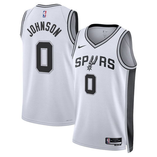 San Antonio Spurs Association Edition Swingman Jersey White Keldon Johnson retro stitched fan jersey RTJ12728 image 1