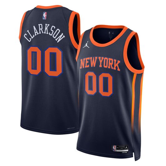 New York Knicks Jordan Brand Statement Edition Swingman Jersey Navy Jordan Clarkson retro stitched fan jersey RTJ12714