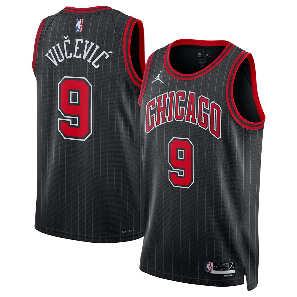 Chicago Bulls Jordan Statement Edition Swingman Jersey Black Nikola Vucevic retro stitched fan jersey RTJ12711 image 1