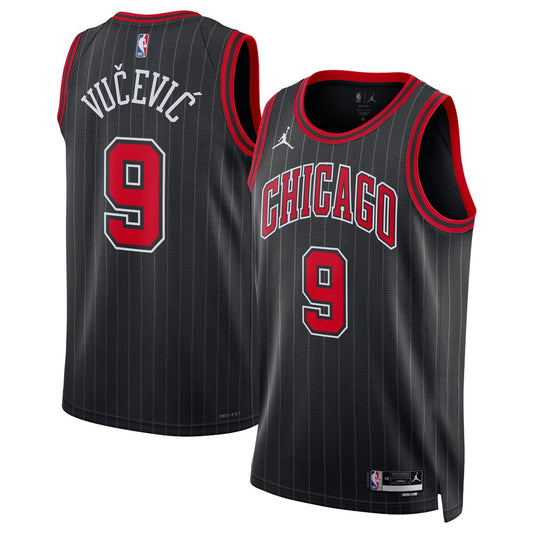 Chicago Bulls Jordan Statement Edition Swingman Jersey Black Nikola Vucevic retro stitched fan jersey RTJ12711 image 1