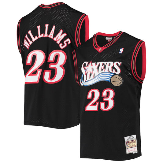 M&N Lou Williams Black Philadelphia 76ers 2005 06 Hardwood Classics Swingman Jersey retro stitched fan jersey RTJ12702