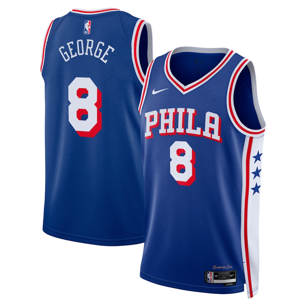 Philadelphia 76ers Icon Edition Swingman Jersey Royal Paul George retro stitched fan jersey RTJ12695 image 1