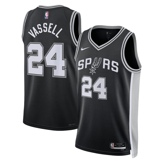 San Antonio Spurs Icon Edition Swingman Jersey Black Devin Vassell retro stitched fan jersey RTJ12687 image 1