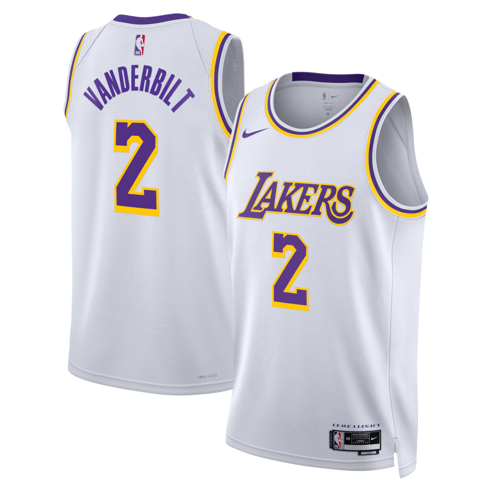 Los Angeles Lakers Association Edition Swingman Jersey White Jarred Vanderbilt retro stitched fan jersey RTJ12671