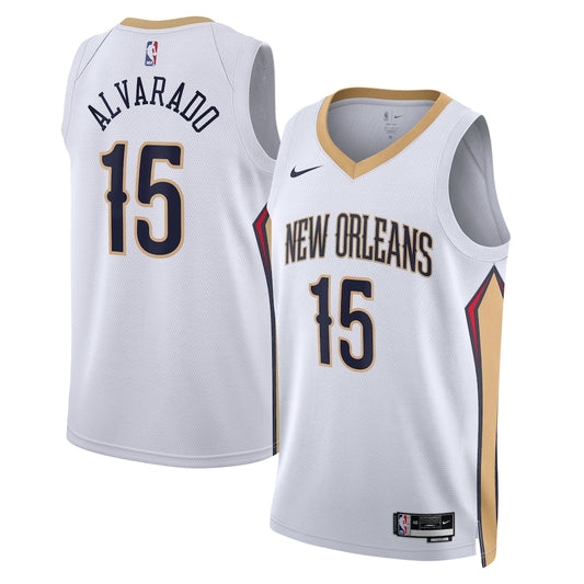 New Orleans Pelicans Association Edition Swingman Jersey White Jose Alvarado retro stitched fan jersey RTJ12677 image 1
