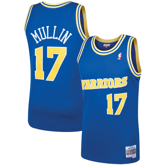 M&N Chris Mullin Royal Golden State Warriors 1993 94 Hardwood Classics Swingman Player Jersey retro stitched fan