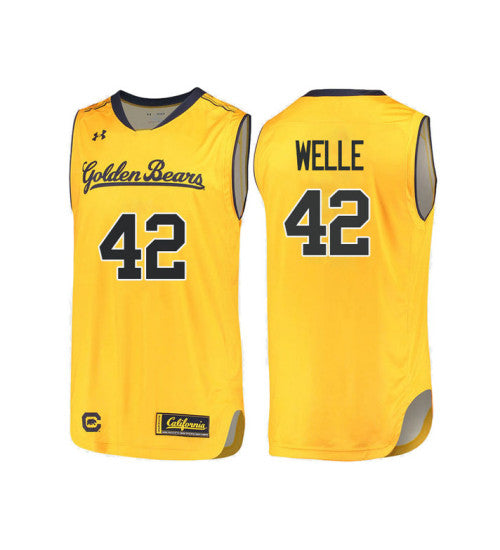 California Golden Bears 42 Cole Welle College Basketball Jersey Gold 6574 retro stitched fan jersey RTJ6075 image 1