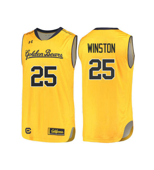 California Golden Bears 25 Deschon Winston College Basketball Jersey Gold 658 retro stitched fan jersey RTJ11991 image