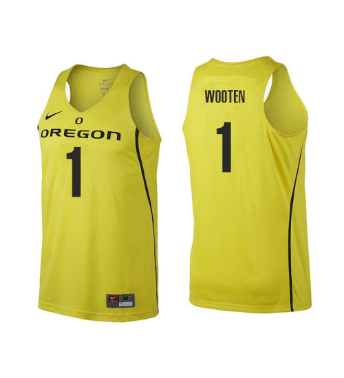 Oregon Ducks 1 Kenny Wooten College Basketball Jersey Gold retro stitched fan jersey RTJ8448 image 1