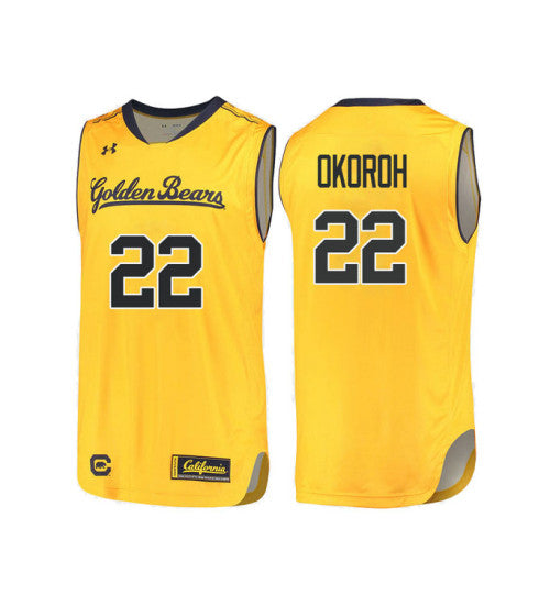 California Golden Bears 22 Kingsley Okoroh College Basketball Jersey Gold 6549 retro stitched fan jersey RTJ6100 image
