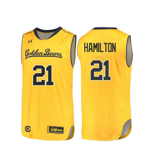 California Golden Bears 21 Nick Hamilton College Basketball Jersey Gold 646 retro stitched fan jersey RTJ12003 image 1