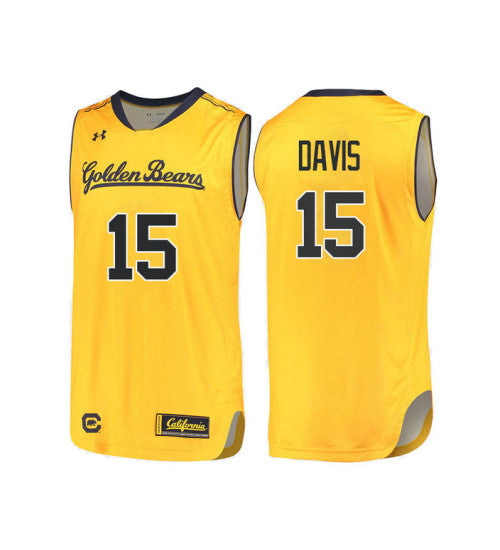 California Golden Bears 15 Roman Davis College Basketball Jersey Gold 631 retro stitched fan jersey RTJ12018 image 1